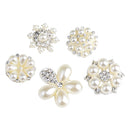 5 Pieces Mixed Crystal Rhinestone Pearl Flatback Buttons Flower Embellishment Sewing Scrapbooking Wedding Craft