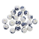 Fashionable Flower Ceramic Porcelain Loose Spacer Beads Charms For Jewelry Making Craft Projects DIY Pack of 20PCS Dark Blue
