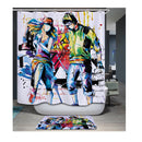 Home Hotel Bathroom Shower Room Decor Fashionable Musician Boy Girl Print Charms Shower Curtain With 12 Hooks