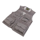 Mens Outdoor Sportswear Multi-Pocket Anti-Wrinkle Breathable Zip Closure Fishing Hunting Vest Photography Jacket Gray 4XL