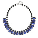 Vintage Luxuary Elegant Blue Crystal Black Gemstone Collar Choker Wedding Engagement Adjustable Necklace for Women