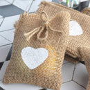 Pack of 12 Burlap Bags Heart Printed Snacks Jewelry Jute Pouches Wedding Favours