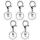 5x Gun Black Lobster Clasp Trigger Clip Key Ring Charms + Split Ring 65mm