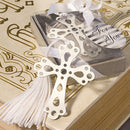 Cross Shaped Bookmark Label With Tassels Stationary Wedding Party Supplies Ceremony Gift Silver