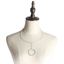 Vintahe Geometry Circle pendant Women Choker Collar Torgues Link Chain Necklece Silver