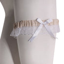 Wedding Bridal Elastic Burlap Lace Flower Leg Garter with Bow Thigh Ring
