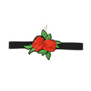 Retro Red Folwer Embroidery Flower Choker Punk Gothic Necklace Women Jewelry