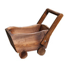 Wood Flower Pot Cartoon Cart Planter Storage Box Plant Bed Patio 37cm Brown