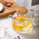 Household Borosilicate Glass Tea Pot Kitchen Glass Teapot with Bamboo Lid