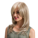 18" Ladies Fashion Women Medium Long Straight Synthetic Hair Wigs with Cap Lace Front Light Blonde - Easy to Care