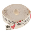 5 Yards Hand Made With Love Heart Fabric Ribbon Gift Package Craft Decor