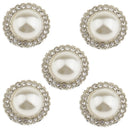 5 Pieces Pearl+ Rhinestone Decorative Buttons Sewing Buttons Sewing Craft
