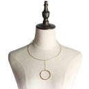 Punk Geometry Round Pendant Women Choker Collar Torgues Link Chain Necklece Gold