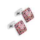 1 Pair French Cufflinks Square Pattern Cuff Links Men's Business Enamel Jewelry
