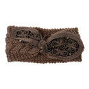 Women Girls Knitted Yoga Headband Headwrap Skii Hat Earmuffs Hair Accessory Cameo Brown