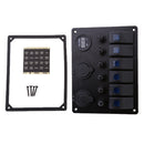 Boat Marine Switch Panel 6 Gang Metal Board LED Rocker Blank Switch Panel