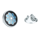 Vintage Black Blue Lotus Flower Lotus Enamel Lapel Pin Collar Brooch Pin