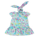 Trendy Summer Flower Short Sleeve Dress & Hair Band Outfit for 18inch American Girl My Life Dolls Clothing Accessory Green