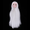 1/6 Female Ball Joint Doll Head Carving Sculpt with White Straight Hair Wig for BJD for MSD Doll