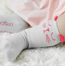 Pair Of Cute Stretchable Elastic Soft Comfortable Cotton Blend Cat Ear Pattern Socks Grey + Red