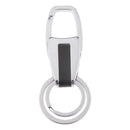Alloy Metal Car Double Loop Waist Hanging Keeper Key Ring Steel Color