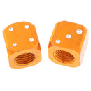 2 pcs Orange Dice Tire air Valve Stem Caps Car Truck Bike ATV Wheel Rims