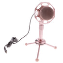 Computer 3.5mm Studio Condenser Microphone Recording w/ Stand Rose Golden