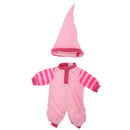 Fashion Doll Clothing Striped Sleeve Jumpsuit with Hat for 16inch Salon Doll Pink