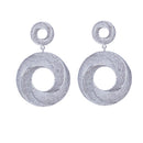 Women's Silver-tone White Gold Plated Zirconia Crystal Round Circle Dangle Drop Earring