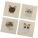 4 Pieces Assorted Cute Cat Pattern Hand Dyed Printed Cotton Fabric Sewing DIY Patchwork 15x15cm