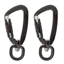 2 Pieces Heavy Duty 360Âº Swivel Rotating Self Auto Locking Carabiner Outdoor Camping Hiking Hanging Keychain Hammock Hook Dog Lead Clip