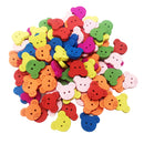 100 Pieces Colorful Bear Wood Wooden Buttons Embellishments for DIY Sewing Crafts 18x15mm