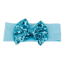 Baby Girl Elastic Soft Comfortable Sequined Bowknot Headband Headwear Hair Accessory Blue 18.5cmx6.5cm