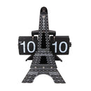 Modern Stylish Eiffel Tower Shaped Retro Flip Down Desk Clock for Office Bedroom Home Decoration Black