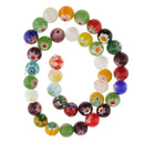 Wholesale Mix Colors Millefiori Flower Lampwork Glass Round Beads Loose Spacer Beads DIY Accessories 10mm
