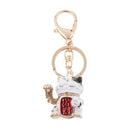 Rhinestone Crystal Fashion Lucky Fortune Cat Pendant Bag Keyring Keyfobs