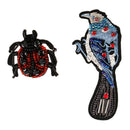 2 Pieces Bird Ladybird Rhinestones Beaded Patches Embroidery Fabric Applique DIY