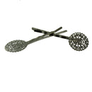 10Pcs Hematite Jet Black Filigree Hair Clip Bobby Pin Headwear Oval Flower