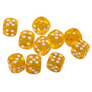 Pack of 10 Acrylic Six Sided D6 Dice for D&D TRPG Party Board Game Toys Yellow