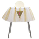 White Baby 1st Birthday High Chair Tutu Skirt Table Skirt Party Decoration