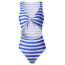 Women Girls Fashionable Bowknot Front Design Summer Bikini Swimwear Swim Clothing Set Blue S