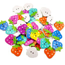 50 Pieces Strawberry Shape Wooden Buttons for Scrapbooking Emebllishments Sewing 25mm
