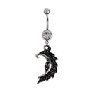 304 Stainless Steel Wiccan Pagan Crescent Moon Dangle Belly Bar Navel Ring Piercing Jewelry
