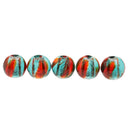 Pack of 5PCS Two-Tone Color Silver Foil Round Glass Loose Beads For Jewelry Necklace Bracelet DIY Making 12mm Red