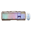 USB Wired Illuminated LED Backlight Metal Gaming Keyboard + Mouse Kit Gold