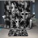 Home Bathroom Bedroom Door Window Use Extra Long Fabric Bath Shower Giraffe Print Pattern Curtain With 12 Hooks