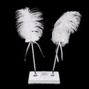 Fashion White Feather Double Signing Pen with Crystal Holder Wedding Ceremony Pen Set