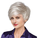 Fluffy Fashion Grey Short Straight Full Hair Wig Heat Resistant For Women