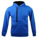 Mens Half Zip Design Casual Clothing Sportswear Gym Running Jogging Hooded Pullover Sweatshirt Blue XXXL