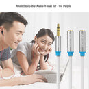 3.5mm Audio Headphone Flexible Stereo Cable Splitter 1 Male to 2 Female Extension Cable White